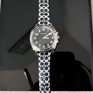 COACH PRE-LOVED VINTAGE AUTHENTIC SIGNATURE BLACK/WHITE STAINLESS STEEL WATCH